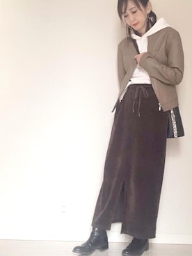 「GUコーデ」｜「アイテム（ノーカラージャケット）」を使った、yukari✩さん（レディース・154cm）の秋コーディネート