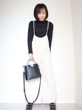 「GUコーデ」｜「アイテム（サロペット/オーバーオール）」を使った、yukari✩さん（レディース・154cm）の春コーディネート