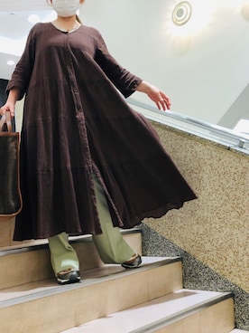 「RETRO GIRL（レトロガール）のタックセミフレアパンツ（その他パンツ）」を使った、mihairuさん（レディース・155cm）の秋コーディネート