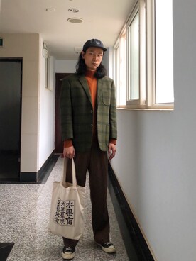 「H&M（エイチ・アンド・エム）のアイテム（帽子）」を使った、老花さん（メンズ・178cm）の冬コーディネート