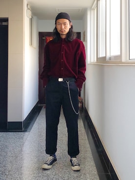 「H&M（エイチ・アンド・エム）のアイテム（帽子）」を使った、老花さん（メンズ・178cm）の冬コーディネート