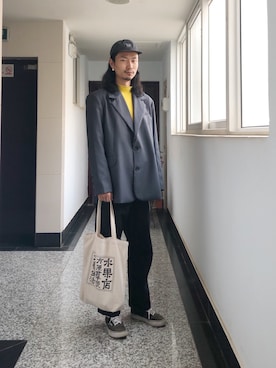 「H&M（エイチ・アンド・エム）のアイテム（サンバイザー）」を使った、老花さん（メンズ・178cm）の春コーディネート