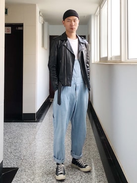 「H&M（エイチ・アンド・エム）のアイテム（帽子）」を使った、老花さん（メンズ・178cm）の秋コーディネート
