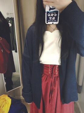 「H&M（エイチ・アンド・エム）のアイテム（カーディガン/ボレロ、ブルー系）」を使った、Hydrangeaさん（レディース）の春コーディネート