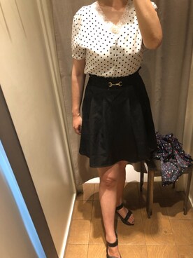 「MAJESTIC LEGON（マジェスティックレゴン）のビット付タックスカパン（パンツ、ブラック系）」を使った、Hydrangeaさん（レディース）の夏コーディネート
