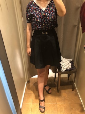 「MAJESTIC LEGON（マジェスティックレゴン）のビット付タックスカパン（パンツ、ブラック系）」を使った、Hydrangeaさん（レディース）の夏コーディネート