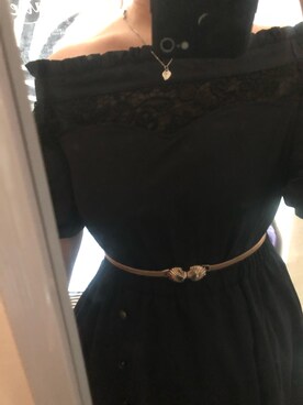 「axes femme（アクシーズファム）のレース切替オフショルワンピース（ワンピース、ベージュ系）」を使った、Hydrangeaさん（レディース）の夏コーディネート