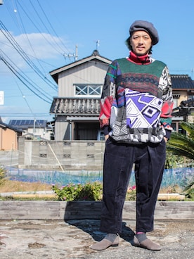 「VOO（ヴォー）のアイテム（ハンチング/ベレー帽）」を使った、マッシーさん（メンズ・174cm）の秋コーディネート