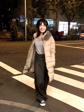 「フユコーデ」｜「アイテム（ダウンジャケット/コート）」を使った、Katieさん（レディース・162cm）の秋コーディネート