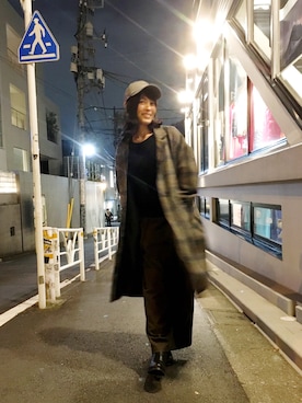 「CLANE（クラネ）のアイテム（ステンカラーコート）」を使った、Katieさん（レディース・162cm）の秋コーディネート