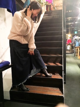 「モフモフニット」｜Katieさん（レディース・162cm）の冬コーディネート