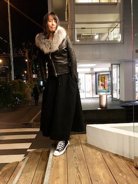 「ファーアウター」｜「アイテム（ブルゾン）」を使った、Katieさん（レディース・162cm）の冬コーディネート