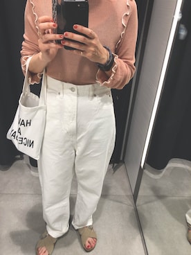 「LOWRYS FARM（ローリーズファーム）のCONEハイライズワイドデニム　800874（デニムパンツ）」を使った、ShiMiさん（キッズ・120cm）の春コーディネート