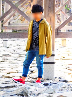 「秋のブラウンスタイル」｜「アイテム（ナイロンジャケット）」を使った、てぃー12さん（メンズ・167cm）の秋コーディネート