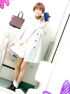 「アイテム（トレンチコート、パープル系）」を使った、LadiesLike　優稀。®さん（メンズ・171cm）の春コーディネート