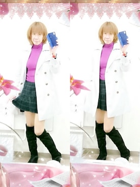 「アイテム（トレンチコート、パープル系）」を使った、LadiesLike　優稀。®さん（メンズ・171cm）の冬コーディネート