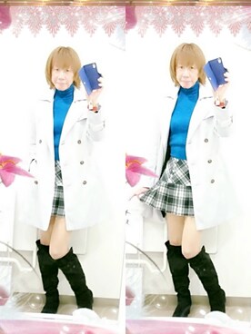 「アイテム（トレンチコート、パープル系）」を使った、LadiesLike　優稀。®さん（メンズ・171cm）の冬コーディネート
