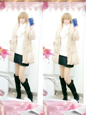 「しまむら（シマムラ）のアイテム（ブーツ）」を使った、LadiesLike　優稀。®さん（メンズ・171cm）の冬コーディネート