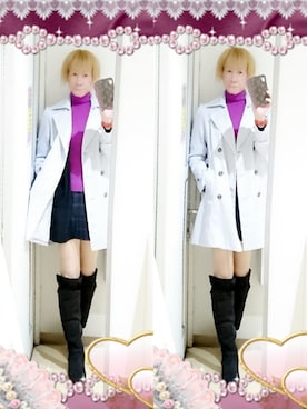「アイテム（トレンチコート、パープル系）」を使った、LadiesLike　優稀。®さん（メンズ・171cm）の秋コーディネート