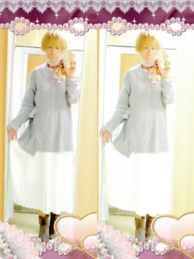 「アイテム（ブーティ、パープル系）」を使った、LadiesLike　優稀。®さん（メンズ・171cm）の春コーディネート