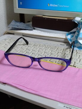 「アイテム（メガネ、パープル系）」を使った、LadiesLike　優稀。®さん（メンズ・171cm）の春コーディネート