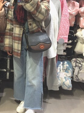 「古着女子」｜「アイテム（ダウンジャケット/コート）」を使った、揚げ餅さんさん（レディース・152cm）の冬コーディネート