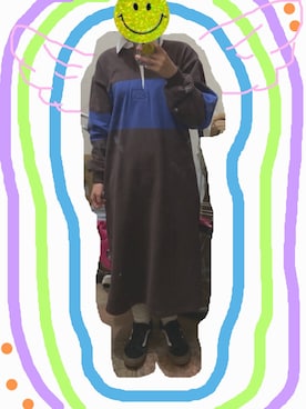 「ラガーシャツ」｜「アイテム（シャツワンピース）」を使った、揚げ餅さんさん（レディース・152cm）の秋コーディネート