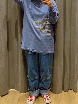 「ストリートカジュアル」｜「アイテム（スリッポン）」を使った、揚げ餅さんさん（レディース・153cm）の秋コーディネート
