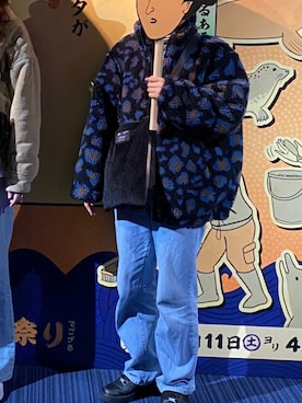 「EDWIN」｜「アイテム（ブルゾン）」を使った、揚げ餅さんさん（レディース・153cm）の冬コーディネート