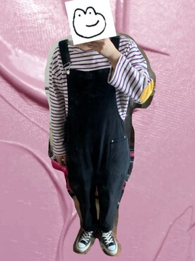 「ZARA（ザラ）のアイテム（サロペット/オーバーオール）」を使った、揚げ餅さんさん（レディース・153cm）の春コーディネート
