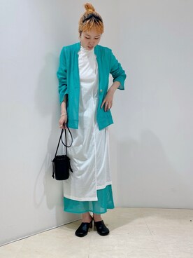 「KBF（ケイビーエフ）のバケットミニBAG（ショルダーバッグ）」を使った、しもむーさん（レディース・167cm）の春コーディネート