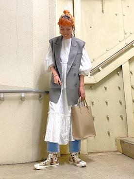 「KBF（ケイビーエフ）のアイテム（アクセサリー）」を使った、しもむーさん（レディース・167cm）の春コーディネート