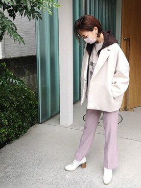 「コクーンコート」｜「アイテム（その他アウター）」を使った、akahori_picさん（レディース・161cm）の冬コーディネート