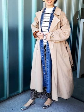 「ADAM ET ROPE'（アダムエロペ）のアイテム（トレンチコート）」を使った、akahori_picさん（レディース・161cm）の春コーディネート