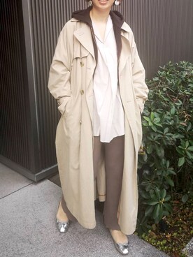「ADAM ET ROPE'（アダムエロペ）のアイテム（トレンチコート）」を使った、akahori_picさん（レディース・161cm）の春コーディネート