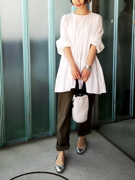 「ROPE' PICNIC（ロペピクニック）のアイテム（シャツ/ブラウス、ホワイト系）」を使った、akahori_picさん（レディース・161cm）の春コーディネート