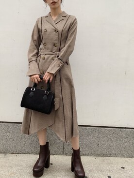 「アイテム（ワンピース、その他）」を使った、miyabi uechiさん（レディース・162cm）の秋コーディネート