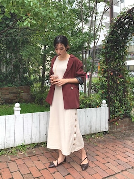 「MURUA（ムルーア）のアイテム（テーラードジャケット）」を使った、miyabi uechiさん（レディース・162cm）の秋コーディネート