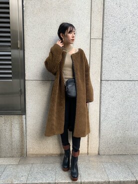 「アイテム（その他アウター、ブラウン系）」を使った、miyabi uechiさん（レディース・162cm）の秋コーディネート