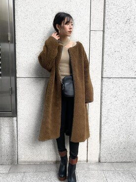 「アイテム（その他アウター、ブラウン系）」を使った、miyabi uechiさん（レディース・162cm）の秋コーディネート