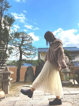 「axes femme（アクシーズファム）のアイテム（その他アウター）」を使った、きなこもちさん（レディース・166cm）の冬コーディネート