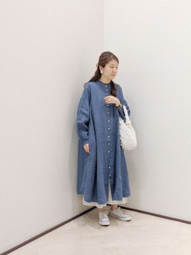 「PUAL CE CIN（ピュアルセシン）の【odds】SPIKY　BAG／バッグ（エコバッグ/サブバッグ）」を使った、masumoさん（レディース・155cm）の春コーディネート