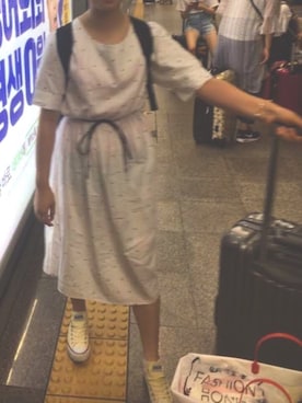 「韓国旅行」｜「アイテム（ワンピース/ドレス）」を使った、ヒィナさん（レディース・157cm）の夏コーディネート
