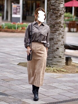 「くすみカラー」｜「アイテム（ボディバッグ/ウエストポーチ）」を使った、miさん（レディース・158cm）の秋コーディネート