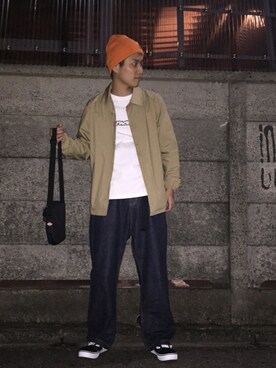 「Dickies（ディッキーズ）のアイテム（クラッチバッグ）」を使った、tatatakepiさん（メンズ・176cm）の冬コーディネート