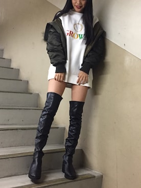 「ENVYM（アンビー）のアイテム（ブルゾン）」を使った、envym_akaneさん（レディース・160cm）の秋コーディネート