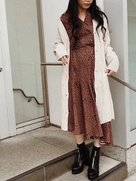 「ENVYM（アンビー）のアイテム（ワンピース/ドレス）」を使った、envym_akaneさん（レディース・160cm）の秋コーディネート