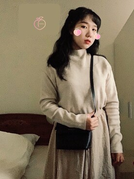 「日系极简」｜「アイテム（スカート）」を使った、🍑Sharon🍑さん（レディース・161cm）の冬コーディネート