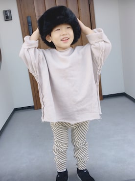 「息子」｜「アイテム（スウェット）」を使った、numanumaさん（キッズ・100cm）の冬コーディネート