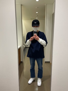 「ZOZO（ゾゾ）のストレートデニムパンツ［MEN］（デニムパンツ）」を使った、ゆうくんさん（メンズ・169cm）の春コーディネート
